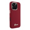Guess для iPhone 16 Pro Max чехол Liquid silicone Gold metal logo & Camera frame Hard Magenta
