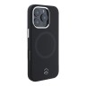Mercedes для iPhone 16 Pro чехол Liquid silicone Ring Metal camera Hard Black (MagSafe)