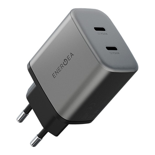 Energea СЗУ AmpCharge GaN45, 2USB-C PD/PPS/QC3.0 total 45W Gunmetal