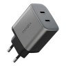 Energea СЗУ AmpCharge GaN45, 2USB-C PD/PPS/QC3.0 total 45W Gunmetal