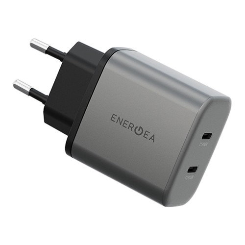 Energea СЗУ AmpCharge GaN45, 2USB-C PD/PPS/QC3.0 total 45W Gunmetal