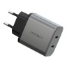 Energea СЗУ AmpCharge GaN45, 2USB-C PD/PPS/QC3.0 total 45W Gunmetal