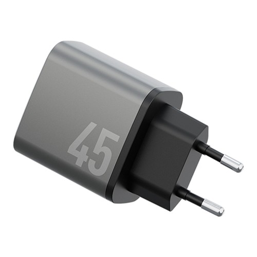 Energea СЗУ AmpCharge GaN45, 2USB-C PD/PPS/QC3.0 total 45W Gunmetal