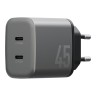 Energea СЗУ AmpCharge GaN45, 2USB-C PD/PPS/QC3.0 total 45W Gunmetal