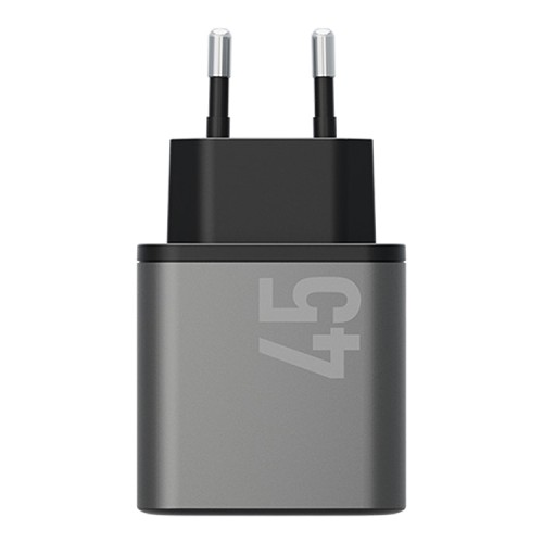 Energea СЗУ AmpCharge GaN45, 2USB-C PD/PPS/QC3.0 total 45W Gunmetal