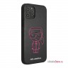 Чехол Karl Lagerfeld PU Ikonik outlines Metal logo Hard для iPhone 12 Pro Max, черный/розовый