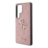 Guess для Galaxy S25 Ultra чехол Fixed Glitters 4G Big metal logo Hard Pink