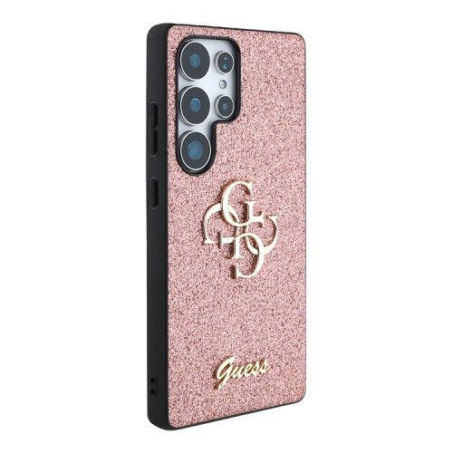Guess для Galaxy S25 Ultra чехол Fixed Glitters 4G Big metal logo Hard Pink