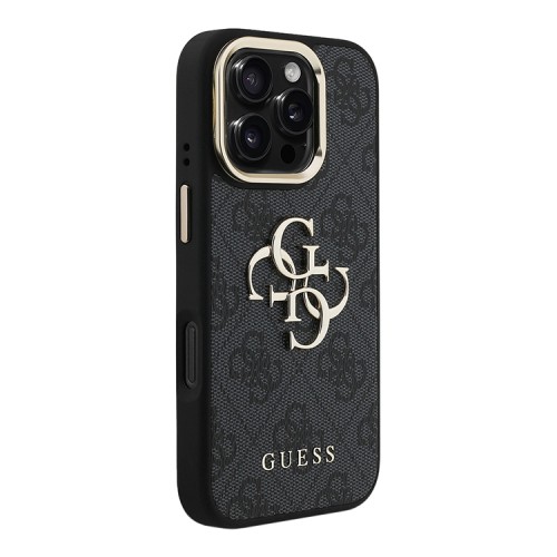 Guess для iPhone 16 Pro чехол PU 4G Big metal logo and Camera Stand Hard Black