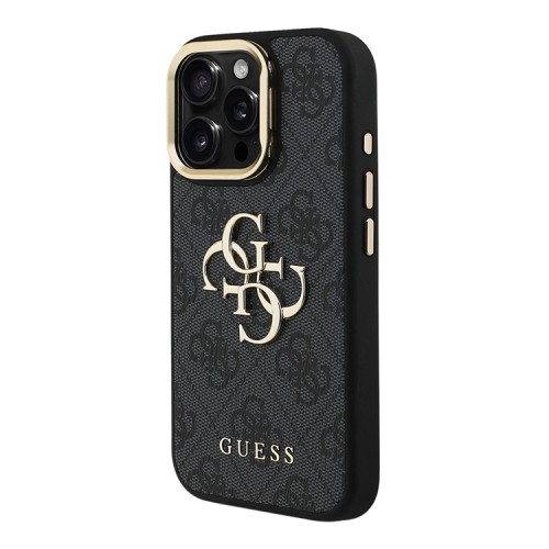 Guess для iPhone 16 Pro чехол PU 4G Big metal logo and Camera Stand Hard Black