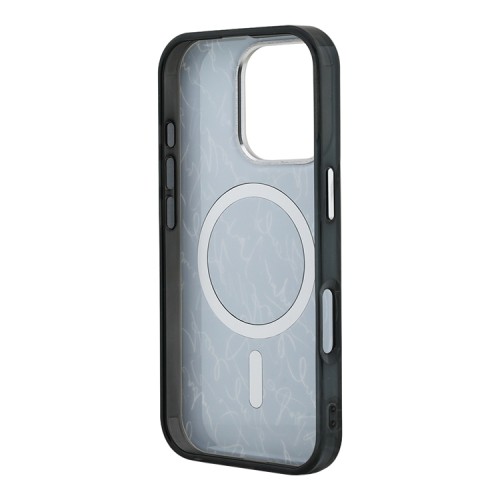 Karl Lagerfeld для iPhone 16 Pro Max чехол PC/TPU Script pattern Metal camera Hard Black (MagSafe)
