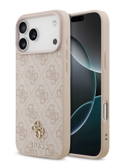 Guess для iPhone 17 Pro чехол PU 4G Small metal logo Hard Pink (MagSafe)