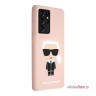Lagerfeld Liquid silicone Iconic Karl для S21 Ultra, розовый KLHCS21LSLFKPI