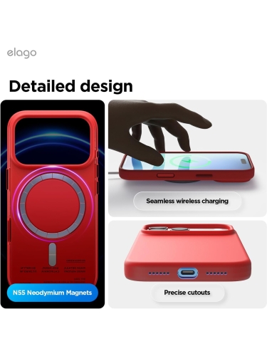 Elago для iPhone 17 Pro чехол Magnetic Silicone Red (MagSafe)