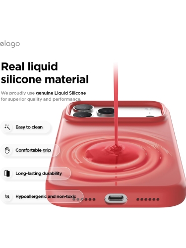 Elago для iPhone 17 Pro чехол Magnetic Silicone Red (MagSafe)