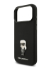 Karl Lagerfeld для iPhone 17 Pro чехол Liquid silicone NFT Karl Ikonik Metal pin & Camera Hard Black
