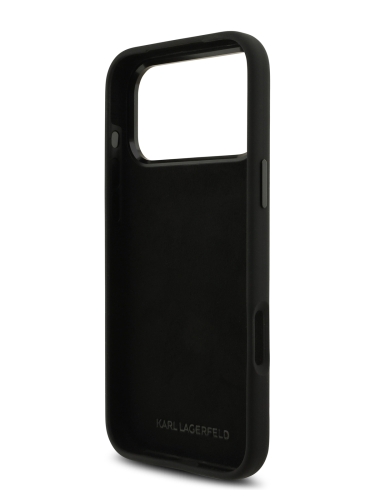 Karl Lagerfeld для iPhone 17 Pro чехол Liquid silicone NFT Karl Ikonik Metal pin & Camera Hard Black