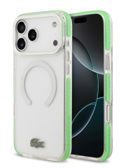 Lacoste для iPhone 17 Pro чехол ShockProof Lacquer Metal logo Hard Frosted Clear/Green (MagSafe)