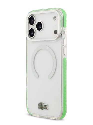 Lacoste для iPhone 17 Pro чехол ShockProof Lacquer Metal logo Hard Frosted Clear/Green (MagSafe)