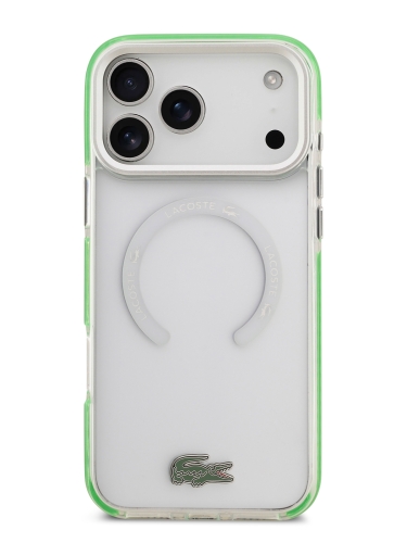 Lacoste для iPhone 17 Pro чехол ShockProof Lacquer Metal logo Hard Frosted Clear/Green (MagSafe)