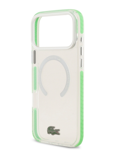 Lacoste для iPhone 17 Pro чехол ShockProof Lacquer Metal logo Hard Frosted Clear/Green (MagSafe)