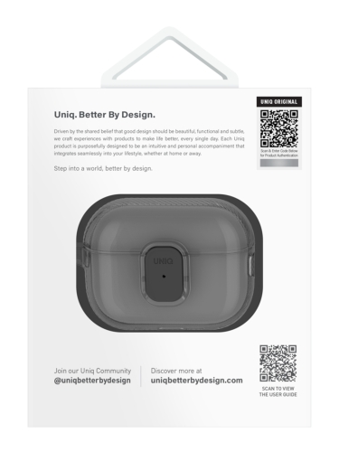 Uniq для Airpods Pro 2 чехол Glase PRO TPU Lock case Glossy Smoke