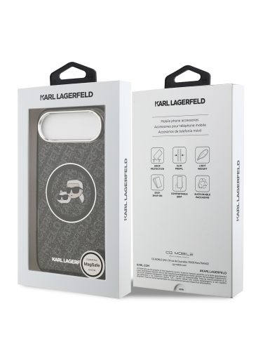 Karl Lagerfeld для iPhone Air чехол IML NFT Karl&Choup Head on logo Metal Cam Hard Black (MagSafe)