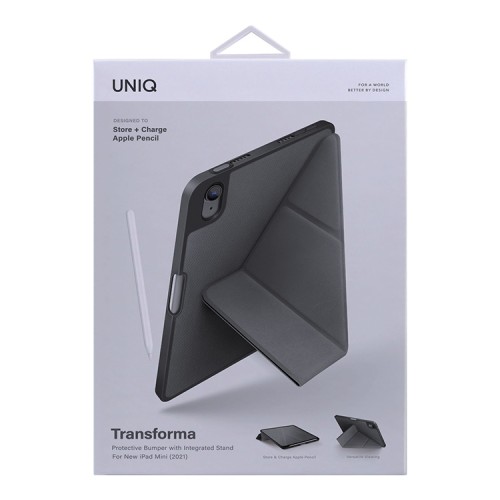 Чехол Uniq Transforma Anti-microbial для iPad Mini 7(2024) / 6(2021) с отсеком для стилуса, серый