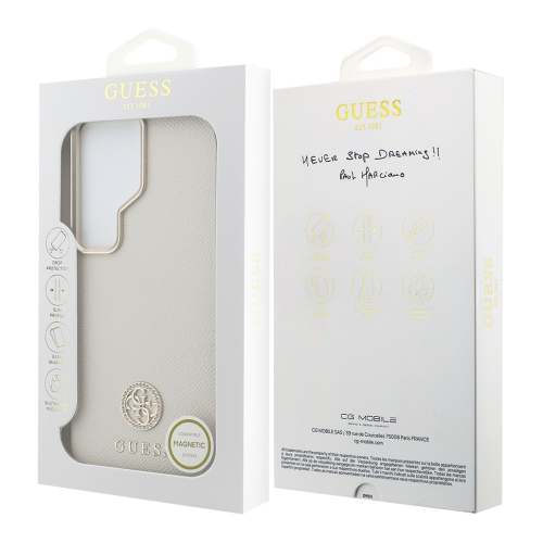 Guess для Galaxy S26 Ultra чехол PU Grained 4G Diamond metal logo & Camera Hard Beige (MagSafe)