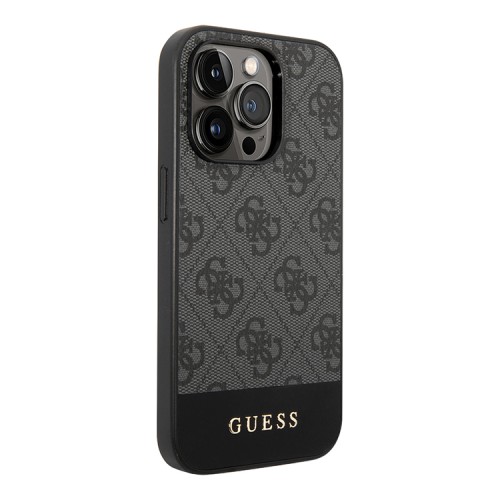 Чехол Guess 4G Stripe Metal logo Hard для iPhone 14 Pro Max, серый