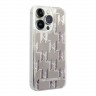 Чехол Lagerfeld Liquid glitter Monogram Hard для iPhone 14 Pro, серебристый