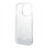 Чехол Lagerfeld Liquid glitter Monogram Hard для iPhone 14 Pro, серебристый