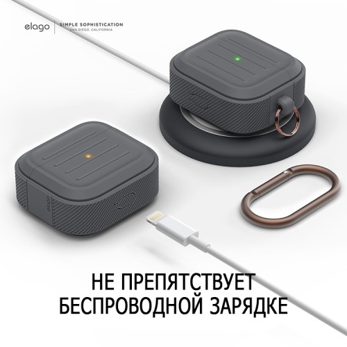 Чехол Elago Armor Silicone hang case для AirPods 3 (2021), серый