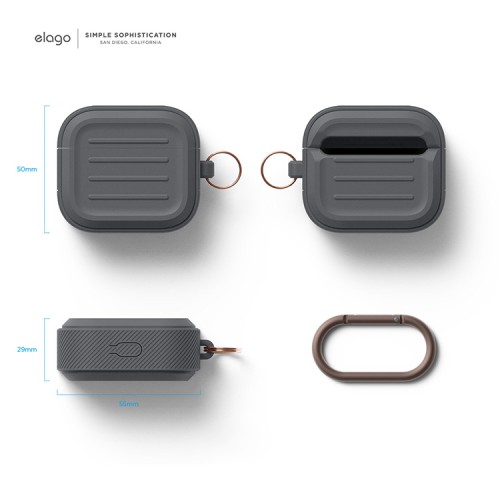 Чехол Elago Armor Silicone hang case для AirPods 3 (2021), серый