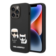 Чехол Lagerfeld Liquid silicone Karl &amp; Choupette Hard для iPhone 14 Pro, черный