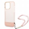 Чехол Guess Translucent w Electoplated camera Hard +hand Strap для iPhone 14 Pro, розовый