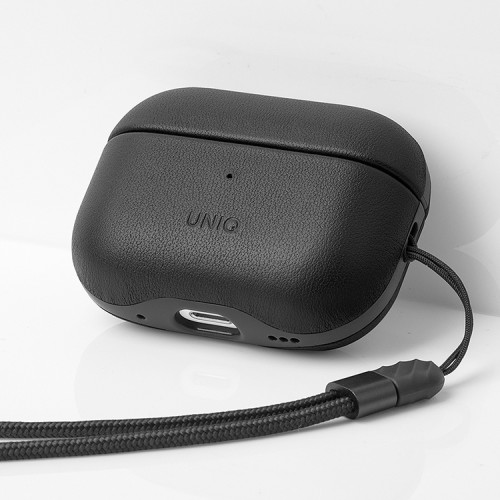 Чехол Uniq Terra Genuine Leather with handstrap для AirPods Pro 2, черный