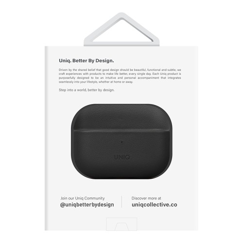 Чехол Uniq Terra Genuine Leather with handstrap для AirPods Pro 2, черный