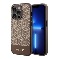 Чехол Guess PU G CUBE Hard для iPhone 13 Pro Max, коричневый (MagSafe)