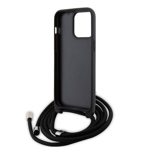 Lagerfeld для iPhone 15 Pro Max чехол Crossbody PU Saffiano NFT Karl & Choupette Metal Hard Black