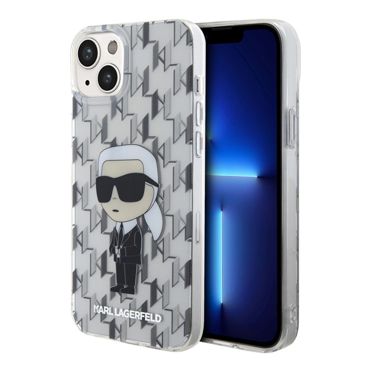 Karl Lagerfeld для iPhone 15 Plus чехол PC/TPU Monogram NFT Karl Ikonik Hard Transparent