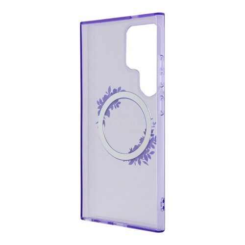 Guess для Galaxy S24 Ultra чехол PC/TPU Flowers Wreath Hard Purple (MagSafe)