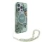 Guess для iPhone 16 Pro Max чехол PC/TPU Flowers + Pearl Hand Strap Green (MagSafe)