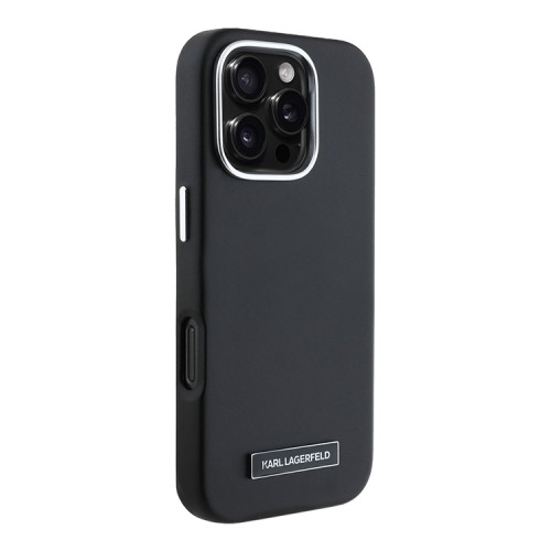 Karl Lagerfeld для iPhone 16 Pro Max чехол PU-кожа Grained Full Wrapped черный (MagSafe)