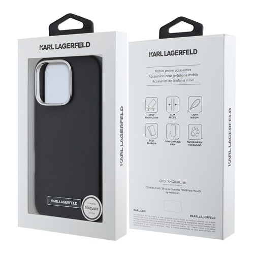 Karl Lagerfeld для iPhone 16 Pro Max чехол PU-кожа Grained Full Wrapped черный (MagSafe)