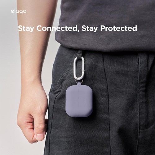 Elago для Galaxy Buds 3/3 Pro чехол Silicone Hang case Lavender Grey