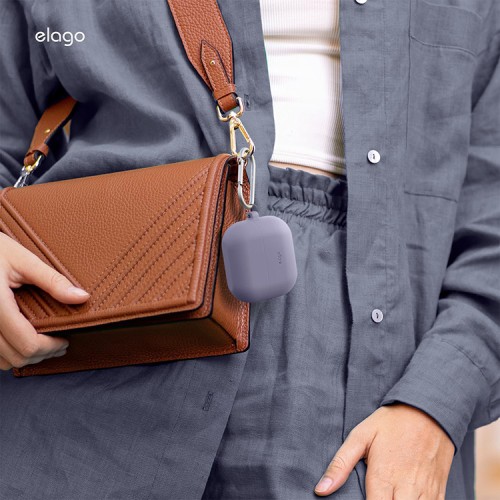 Elago для Galaxy Buds 3/3 Pro чехол Silicone Hang case Lavender Grey