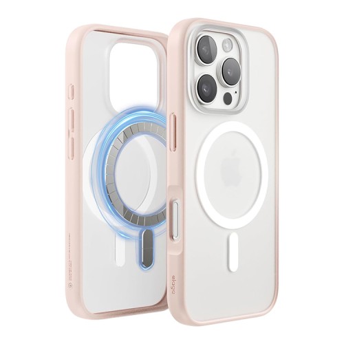 Elago для iPhone 16 Pro чехол HYBRID (pc/tpu) Soft Feeling Clear/Lovely Pink (MagSafe)
