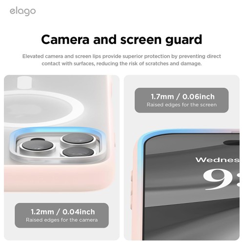 Elago для iPhone 16 Pro чехол HYBRID (pc/tpu) Soft Feeling Clear/Lovely Pink (MagSafe)