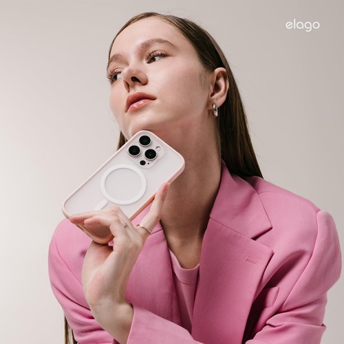 Elago для iPhone 16 Pro чехол HYBRID (pc/tpu) Soft Feeling Clear/Lovely Pink (MagSafe)